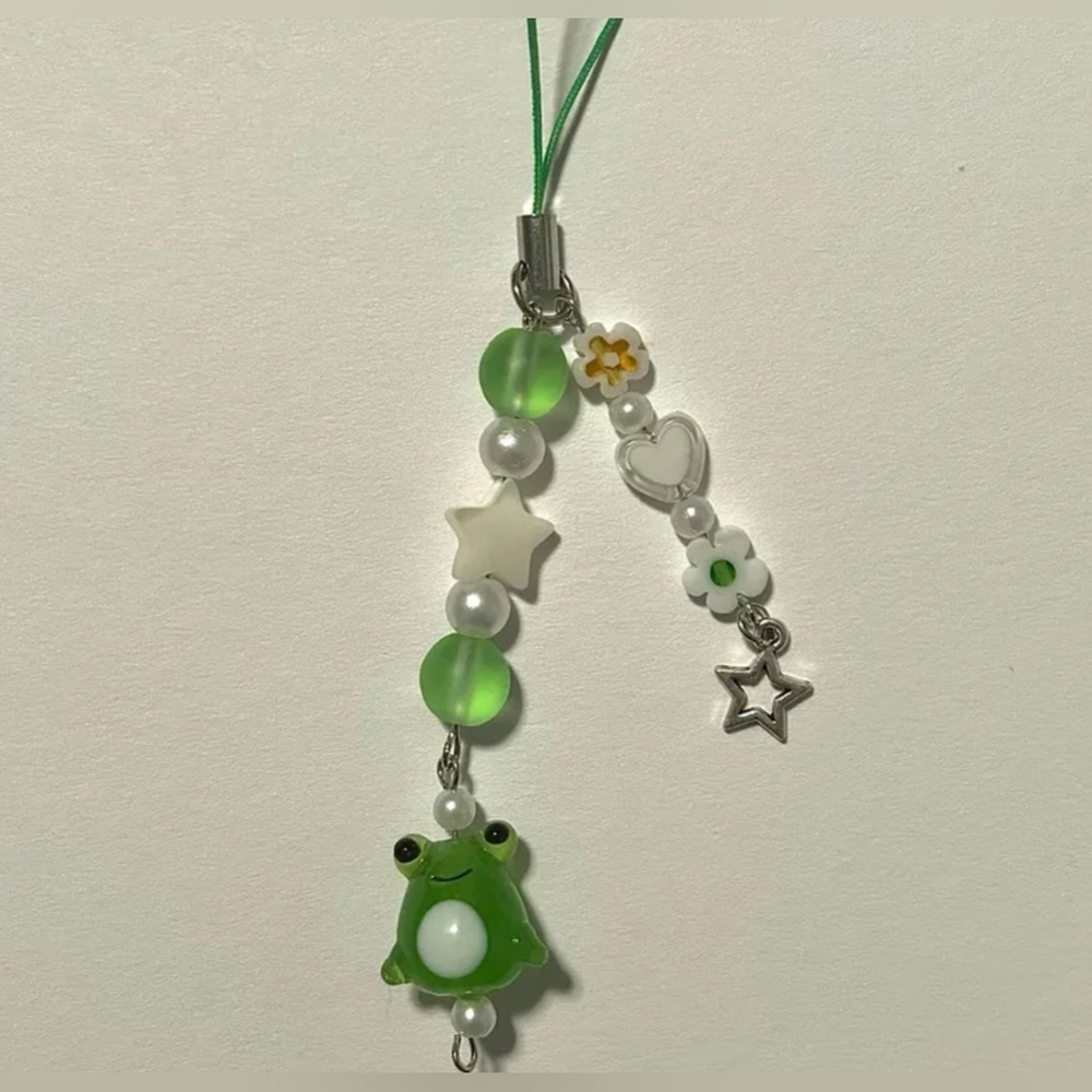 Handmade frog phone charm